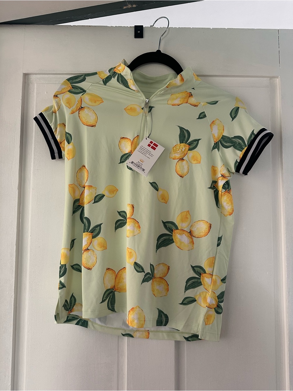 Kastel Denmark Lemon-Print Polo Top in Light Green